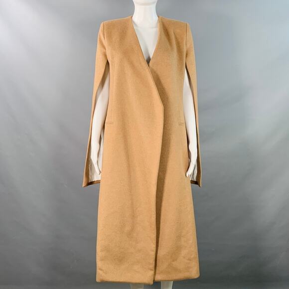 PORTS 1961 FW19 Size 4 Tan Camel Hair Textured Open Front Cape Coat - Picture 1 of 8